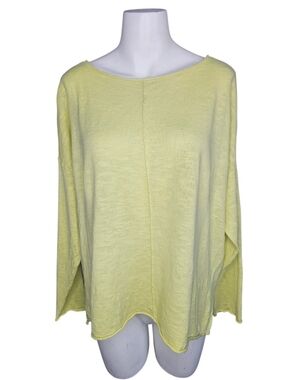 Eileen Fiisher Womens Organic Linen/Cotton Lightweight Flowy Green Sweater Sz Lg